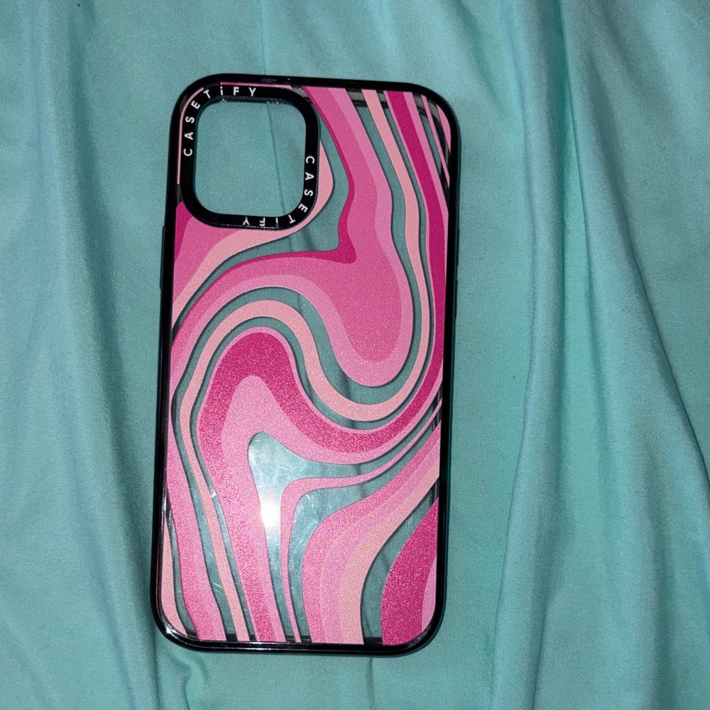 Casetify Vibrant Pink and Black Wave Phone Case